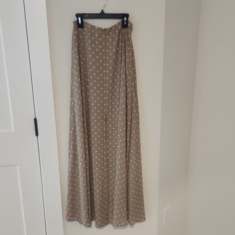 Free People Tan Polka Dot Maxi Skirt